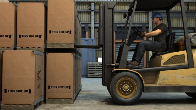 Package is transit. Forklift Training Corby. Reducing product photo.
